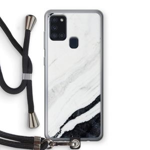 Elegante marmer: Samsung Galaxy A21s Transparant Hoesje met koord
