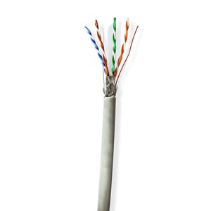 Nedis Netwerk Kabel Rol | CAT6 | Solid | S/FTP | CCA | 100.0 m | Binnenshuis | Rond | PVC | Grijs | Gift Box - CCBG8524GY100S