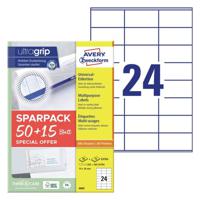 Avery-Zweckform 6602 70 x 36 mm Papier Wit 1560 stuk(s) Permanent hechtend Universele etiketten Laser 65 vel DIN A4