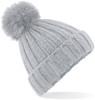 Beechfield CB413 Verbier Faux Fur Pop Pom Chunky Beanie - Light Grey - One Size