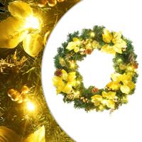 Kerstkrans met LED-verlichting Groen 60 cm PVC
