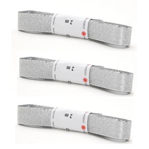 3x stuks cadeauverpakking zilveren linten 0,5 x 200 cm inpakken/verpakken