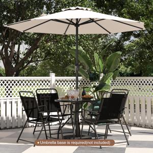 260 cm Terrasparasol Marktplaatsparasol voor Buiten met Slinger & 8 Stabiele Ribben Parasol voor Terras Tuin Zwembad