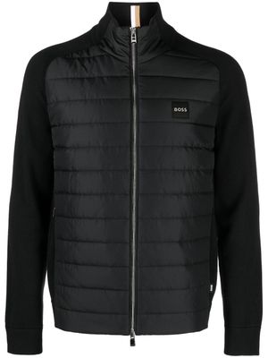 BOSS veste matelassé à plaque logo - Noir