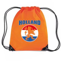 Holland oranje leeuw voetbal rugzakje / sporttas met rijgkoord oranje