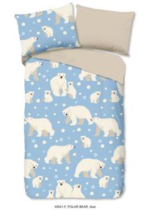 Good Morning Kinder Dekbedovertrek Flanel Polar Bear - blue 140x200/220cm