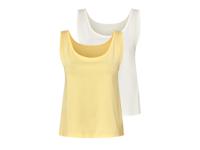 esmara 2 dames tops (Wit/geel, XS (32/34))