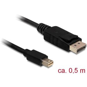 Delock 83984 DisplayPort-kabel Mini-displayport / DisplayPort Adapterkabel Mini DisplayPort-stekker, DisplayPort-stekker 0.50 m Zwart Vergulde steekcontacten
