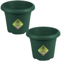 4x stuks donkergroene ronde plantenpot/bloempot kunststof diameter 30 cm