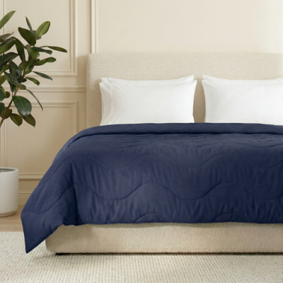 Wasbaar Easy Dekbed Zonder Overtrek - Zonder Overtrek Wave Uni - Navy - Dekbed-Discounter.nl