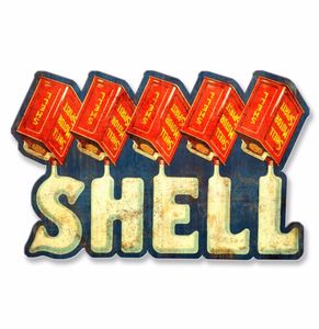 Shell Liquid Text Grunge Zwaar Metalen Bord 52,5 x 35 cm