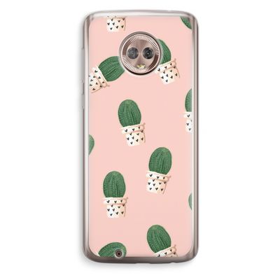 Cactusprint roze: Motorola Moto G6 Transparant Hoesje