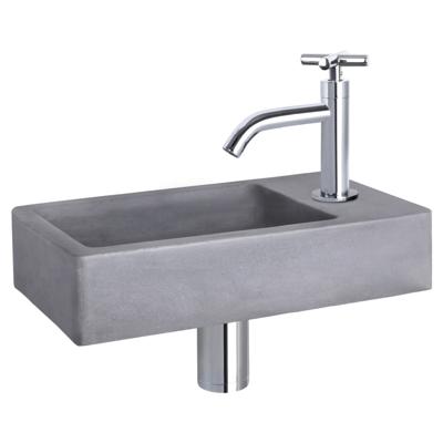 Differnz Force fonteinset beton donkergrijs - kraan kruis - 40 x 22 x 8 cm - chroom