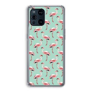 Flamingoprint groen: Oppo Find X3 Transparant Hoesje