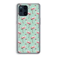 Flamingoprint groen: Oppo Find X3 Transparant Hoesje