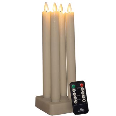 Oplaadbare LED dinerkaarsen - 4x - ivoor - 23,5 cm - afstandsbediening - oplaadstation