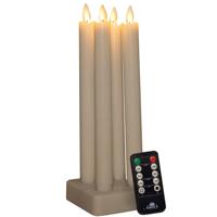 Oplaadbare LED dinerkaarsen - 4x - ivoor - 23,5 cm - afstandsbediening - oplaadstation