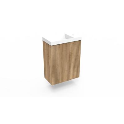 Fonteinkast Halifax Oak Arcqua Ridge 40x55x28 cm Incl. Fontein Glans Wit Zonder Overloop Arcqua