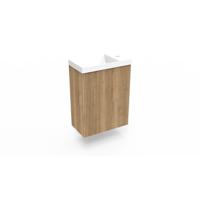 Fonteinkast Halifax Oak Arcqua Ridge 40x55x28 cm Incl. Fontein Glans Wit Zonder Overloop Arcqua