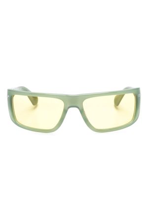 Off-White Eyewear lunettes de soleil rectangulaires à logo - Vert