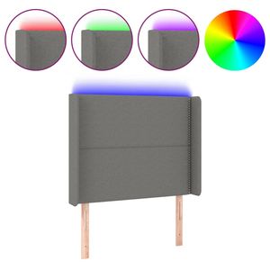 The Living Store Hoofdbord LED Strip - 83x16x118/128 cm - Donkergrijs - 100% polyester
