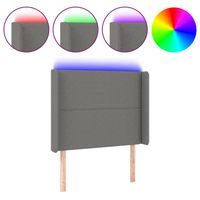 The Living Store Hoofdbord LED Strip - 83x16x118/128 cm - Donkergrijs - 100% polyester - thumbnail