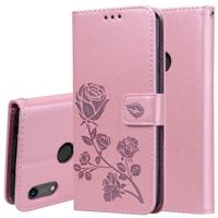 Rose reliëf horizontale Flip PU lederen case voor Huawei Honor 8A/Y6 2019 met houder & kaartsleuven & portemonnee (Rose goud)