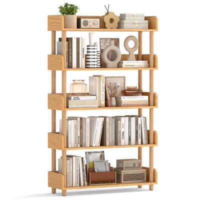 Opbergrek met 3/4/5 Planken Grenen Boekenkast met Open Planken en 3 Verhoogde Leuningen-5-laags