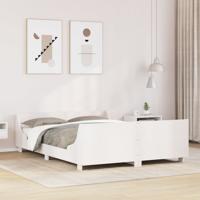 Bedframe zonder matras massief grenenhout wit 140x190 cm