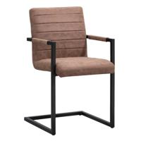 Leen Bakker - Eetkamerstoel Lizzy - Met Armleuningen - Cognac - Polyester - Bruin