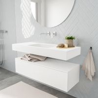 Mondiaz Alan badmeubel 120 cm talc 1 lade vrijhangend wastafel midden zonder kraangat wit