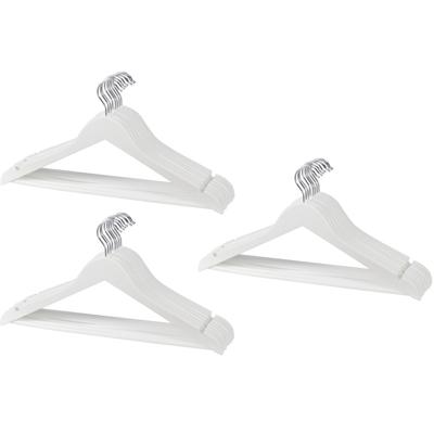 Kledinghanger - 15x - hout - wit - 45 cm - kledinghanger set