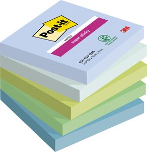 Post-it Super Sticky notes Oasis, 90 vel, ft 76 x 76 mm, geassorteerde kleuren, pak van 5 blokken