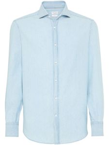 Brunello Cucinelli chemise à col italien - Bleu