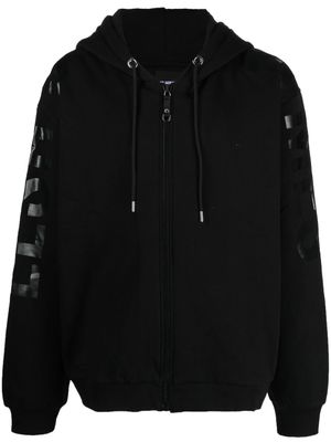 LES HOMMES hoodie zippé à logo imprimé - Noir