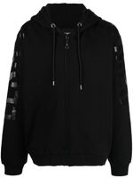 LES HOMMES hoodie zippé à logo imprimé - Noir