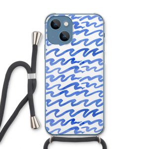 Blauwe golven: iPhone 13 Transparant Hoesje met koord
