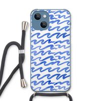 Blauwe golven: iPhone 13 Transparant Hoesje met koord