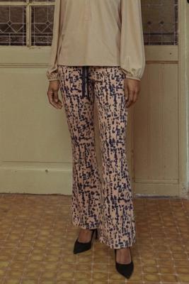 Studio Anneloes Flair Drawstring Block Trousers 13506 Flared 2269 Latte/dark Blue