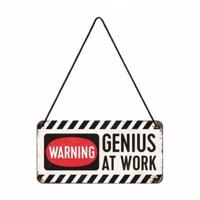 Nostalgic Art wandbord/muurplaatje - metaal -?Warning genius at work?- 20 x 10 cm - Mancave