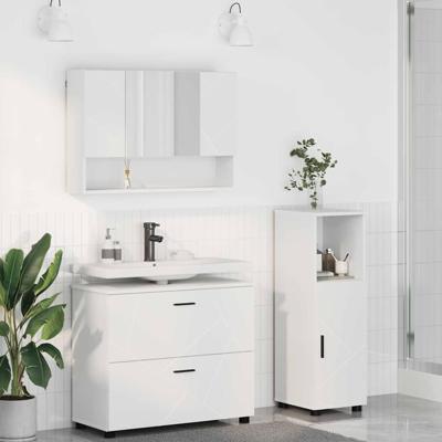 Badkamermeubelset 3 pcs Wit 76,5 x 35 x 64 cm Bewerkt hout