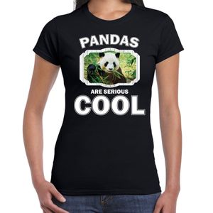 T-shirt pandas are serious cool zwart dames - pandaberen/ panda shirt 2XL  -