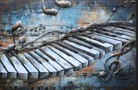 Schilderij - Metaalschilderij - Piano Toetsen, 80x120cm, 3D schilderij