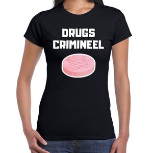 Drugs crimineel verkleed t-shirt zwart voor dames