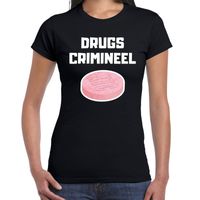 Drugs crimineel verkleed t-shirt zwart voor dames - thumbnail