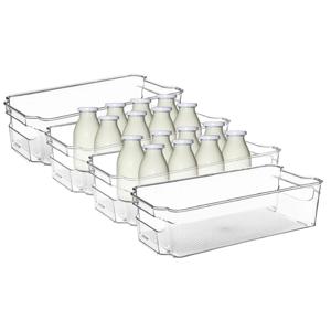 Koelkast/keuken organizer bak - 4x - transparant - kunststof - L31 x B15 x H9 cm - groente lade