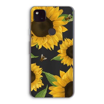 Sunflower and bees: Google Pixel 4a 5G Transparant Hoesje