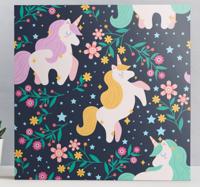 Canvas schilderij kleurrijke eenhoorn en bloemen