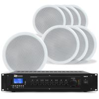 Power Dynamics 100V plafondspeaker set - 8 witte speakers en
