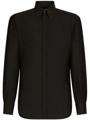 Dolce & Gabbana chemise en soie à logo imprimé - Noir